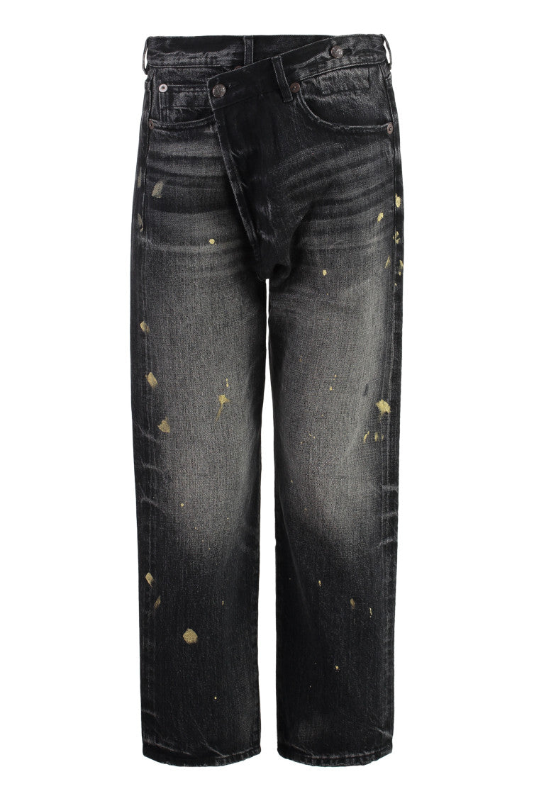 Black Straight Mid Rise Jeans 1