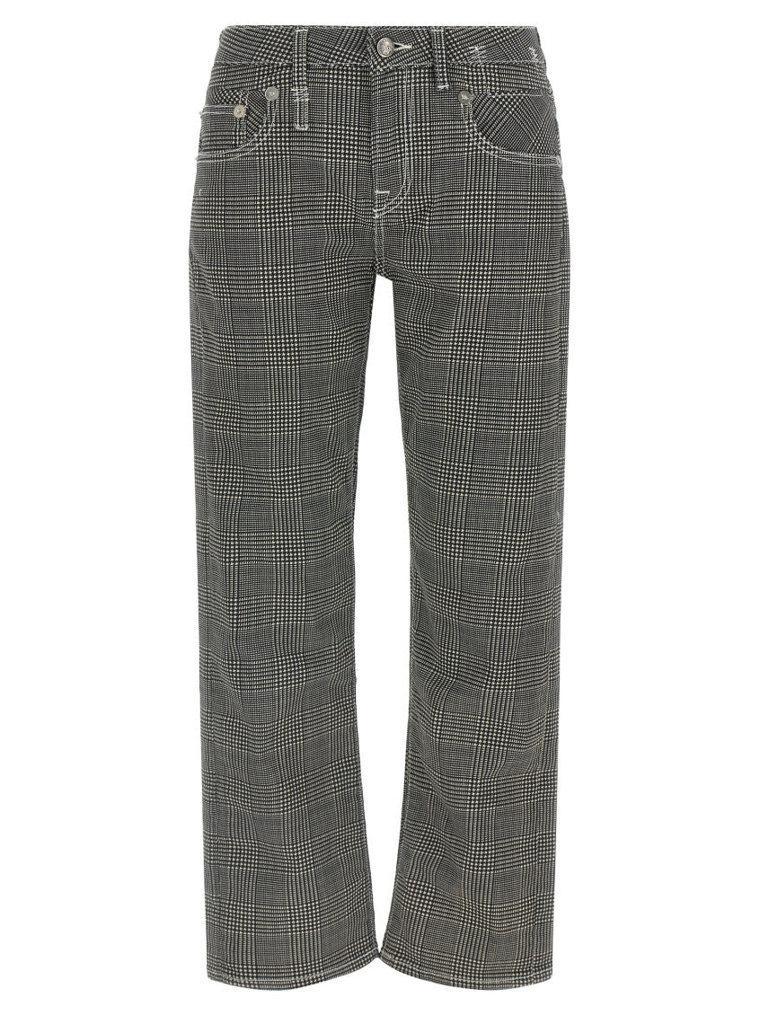 Black Checks Flat Front Pants 1