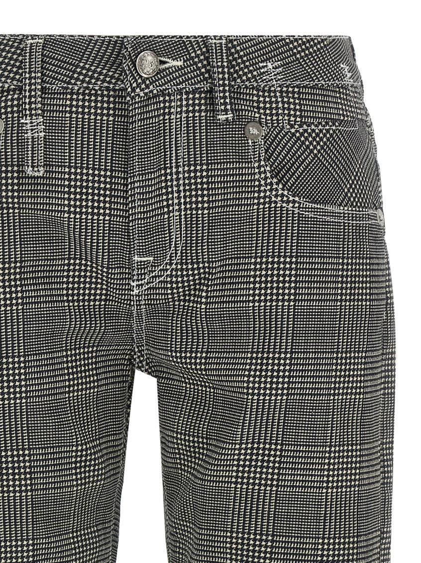 Black Checks Flat Front Pants 3