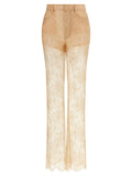 Beige Flared Lace Pants 1