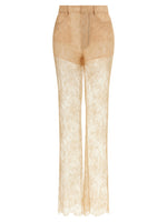 Beige Flared Lace Pants 1