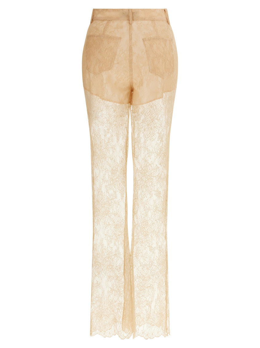 Beige Flared Lace Pants 2