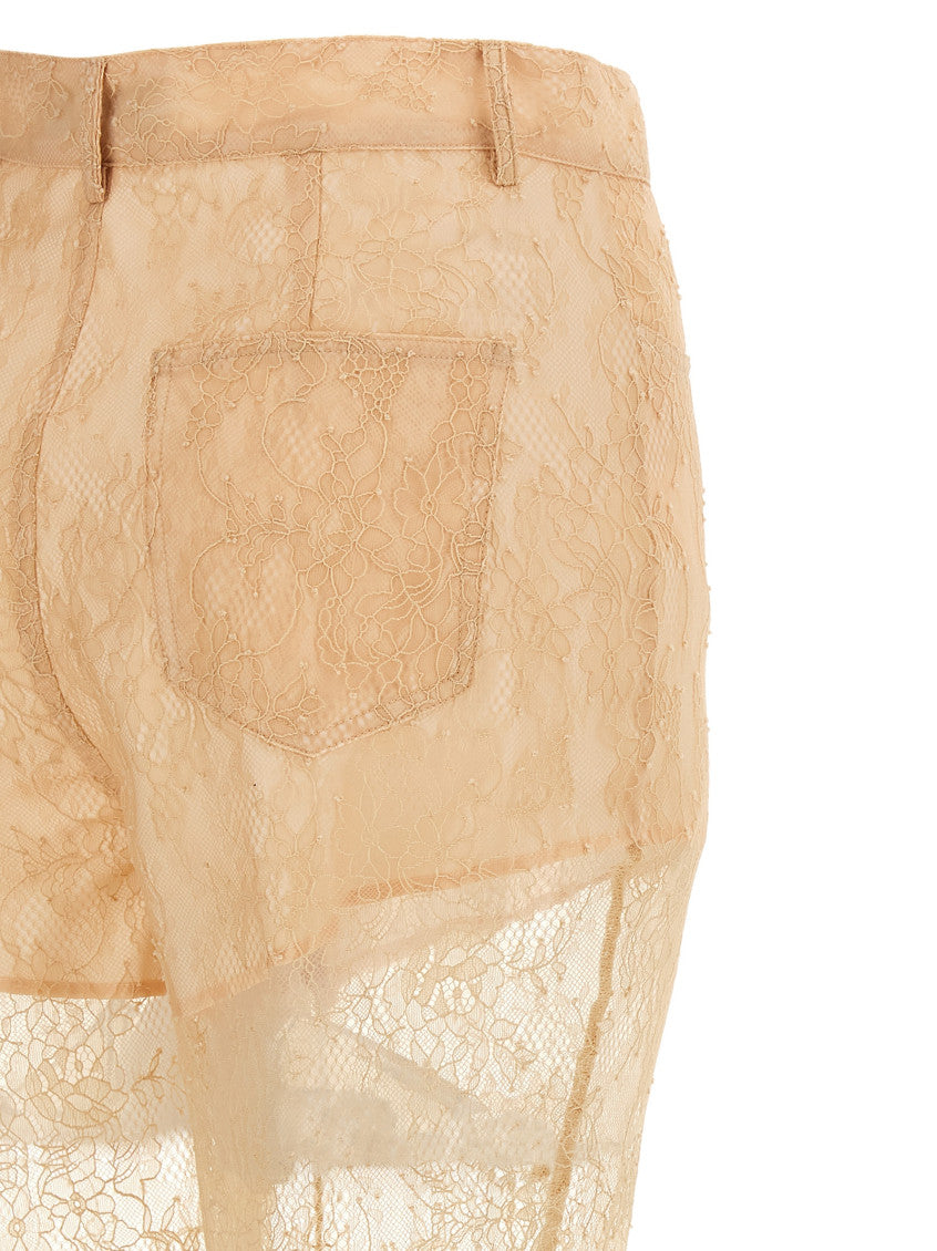 Beige Flared Lace Pants 4