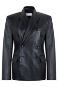 Black Solid Notched Lapel Jacket 1
