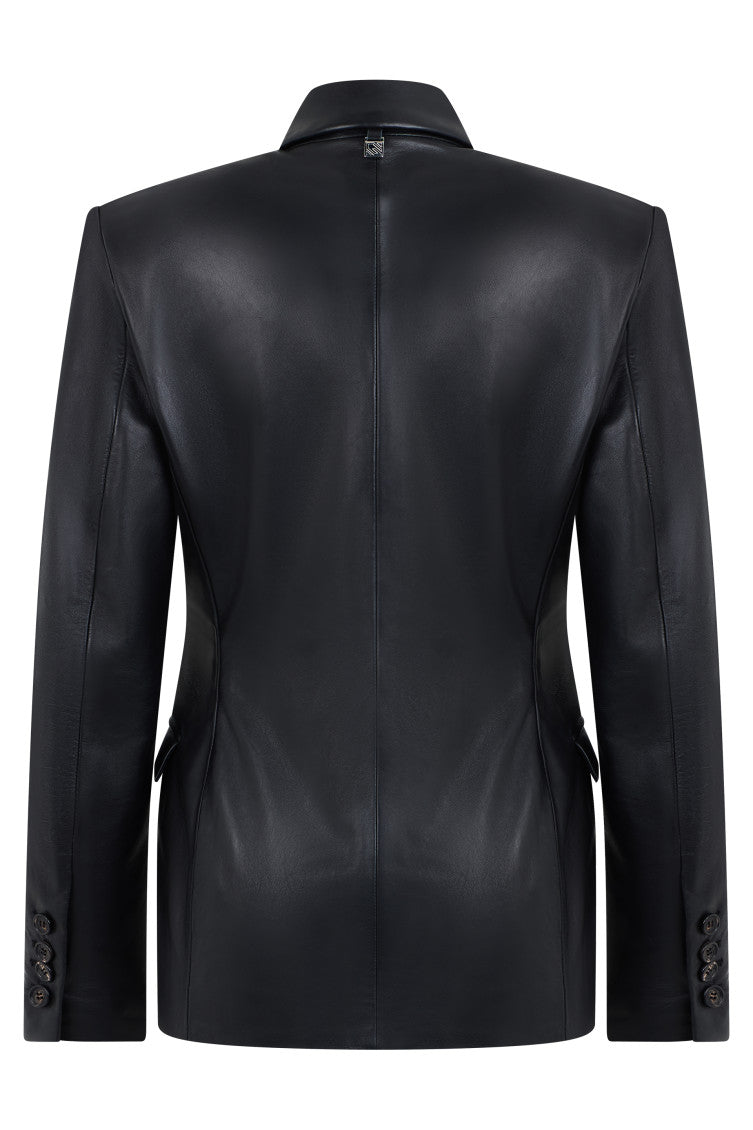 Black Solid Notched Lapel Jacket 2