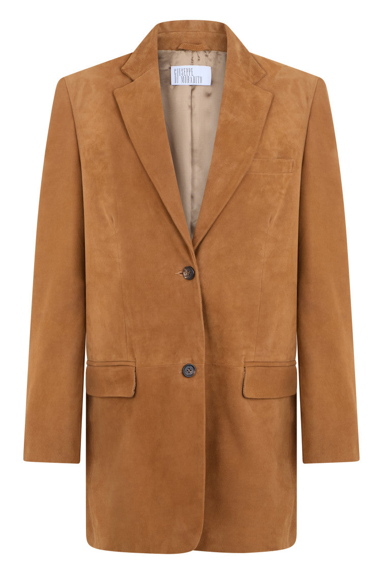 Light Brown Solid Notched Lapel Jacket 1