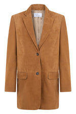 Light Brown Solid Notched Lapel Jacket 1