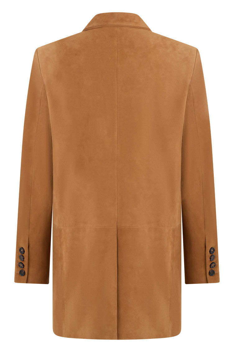 Light Brown Solid Notched Lapel Jacket 2