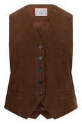 Brown Solid V Neck Jacket 1