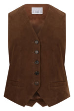 Brown Solid V Neck Jacket 1