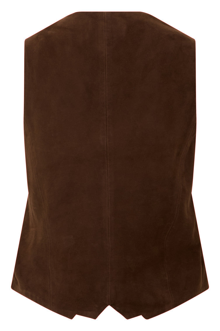 Brown Solid V Neck Jacket 2