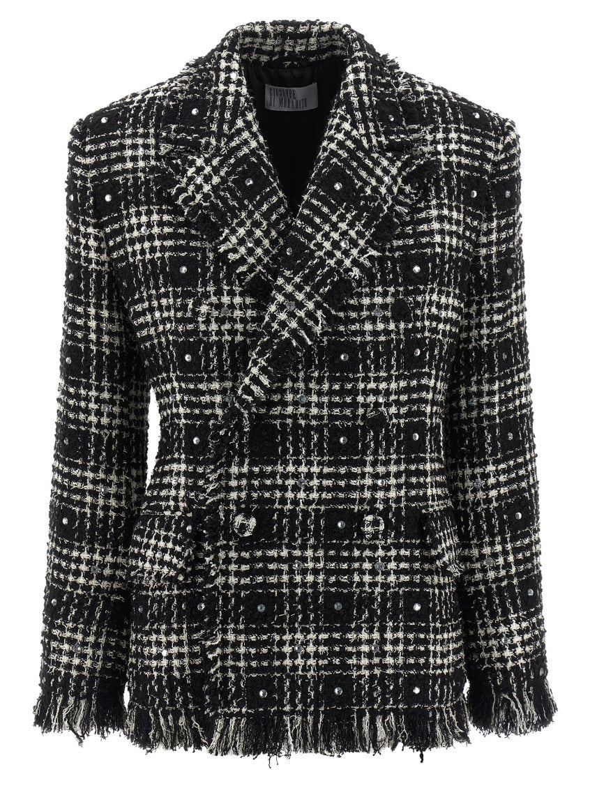 BlackWhite Checks Peaked Lapel Blazer 1