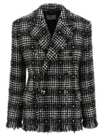 BlackWhite Checks Peaked Lapel Blazer 1