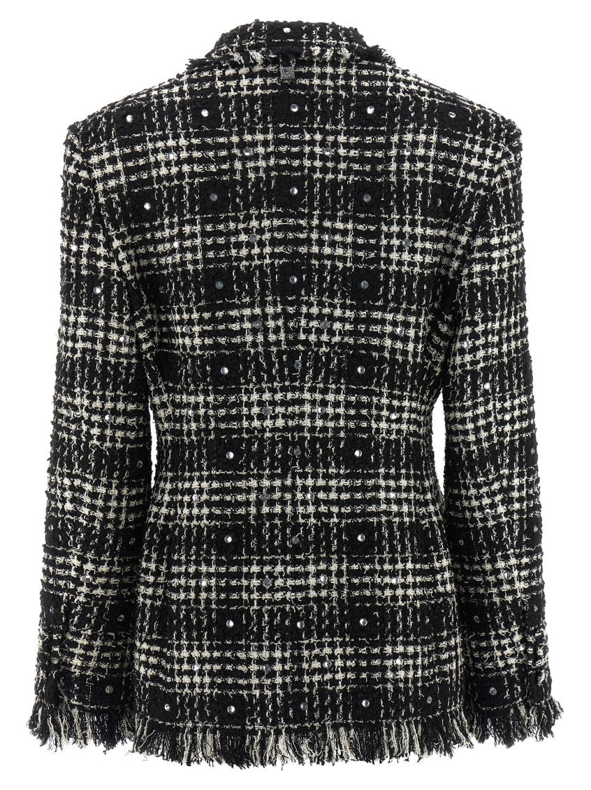 BlackWhite Checks Peaked Lapel Blazer 2