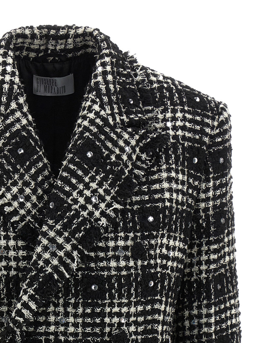 BlackWhite Checks Peaked Lapel Blazer 3
