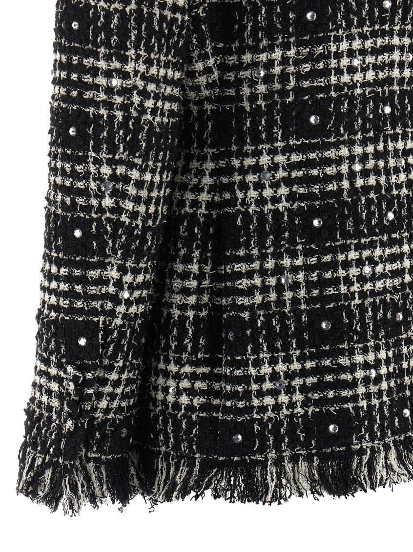 BlackWhite Checks Peaked Lapel Blazer 4