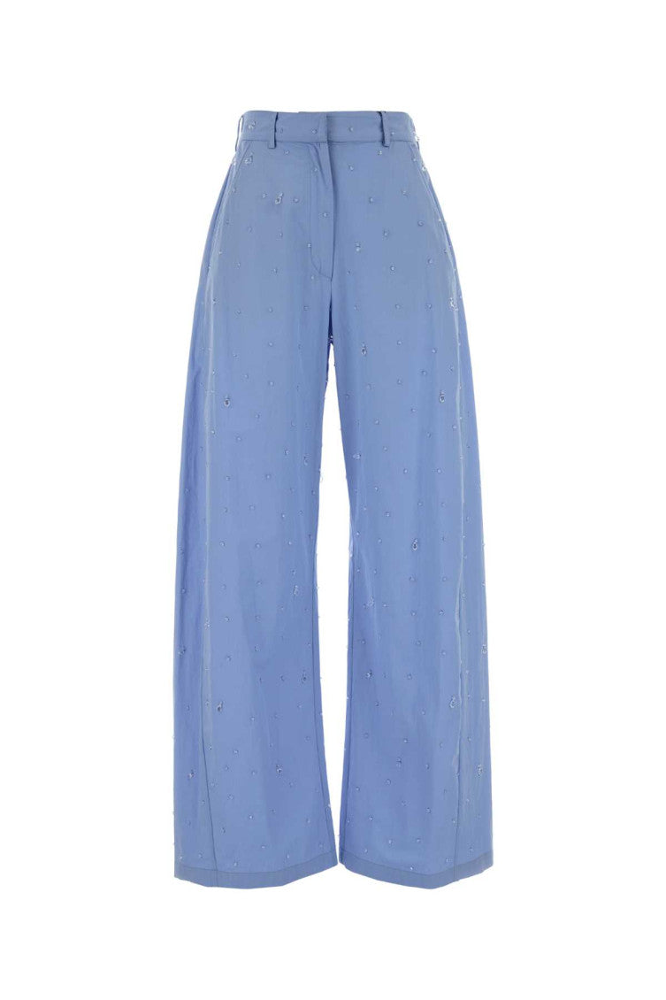 Light Blue Relaxed Flat Front Pants 1