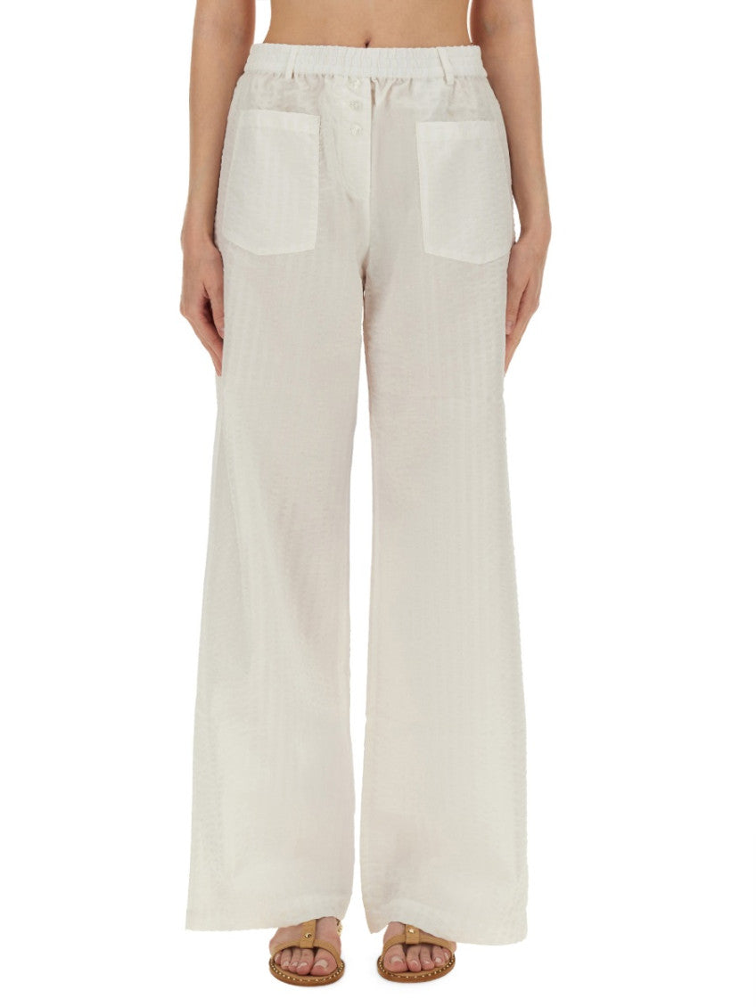 White Relaxed Drawstring Pants 1