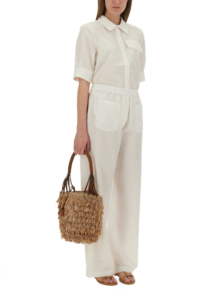 White Relaxed Drawstring Pants 3
