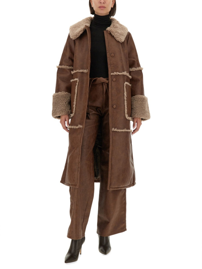 Brown Regular Flat Front Pants 3