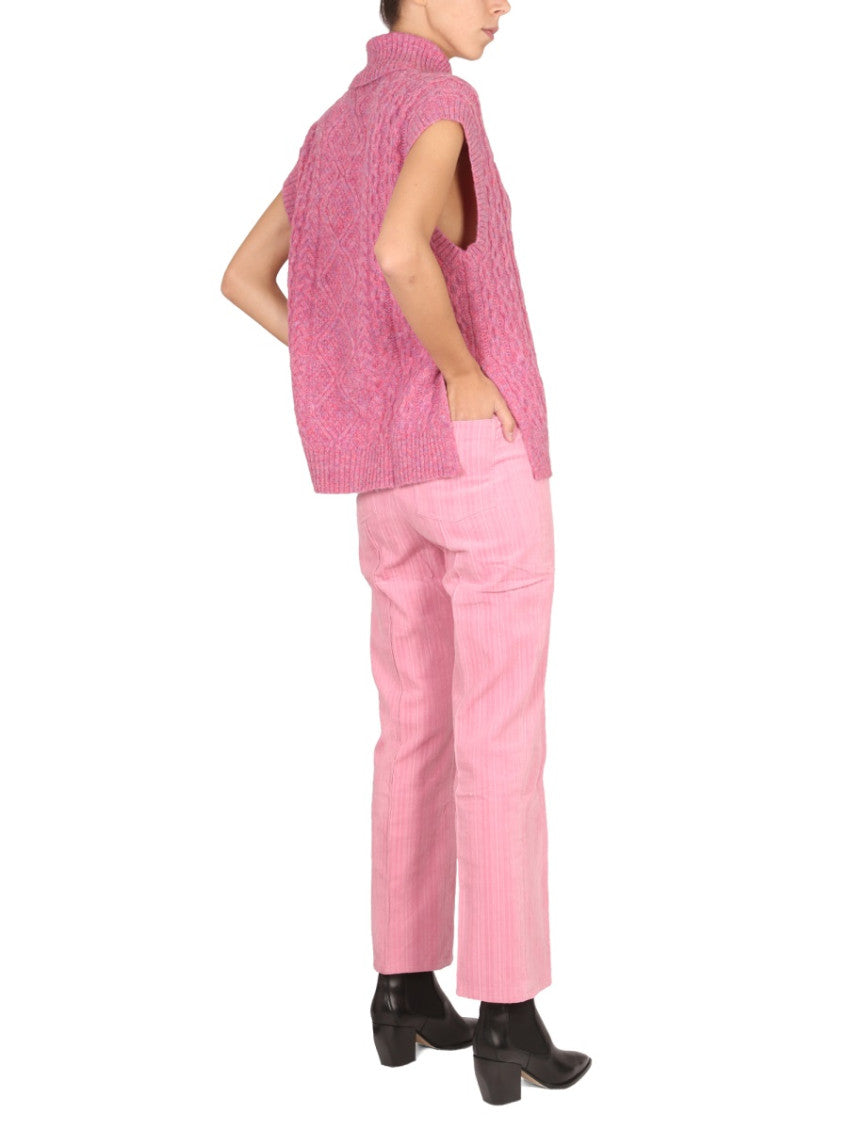 Pink Slim Flat Front Pants 3