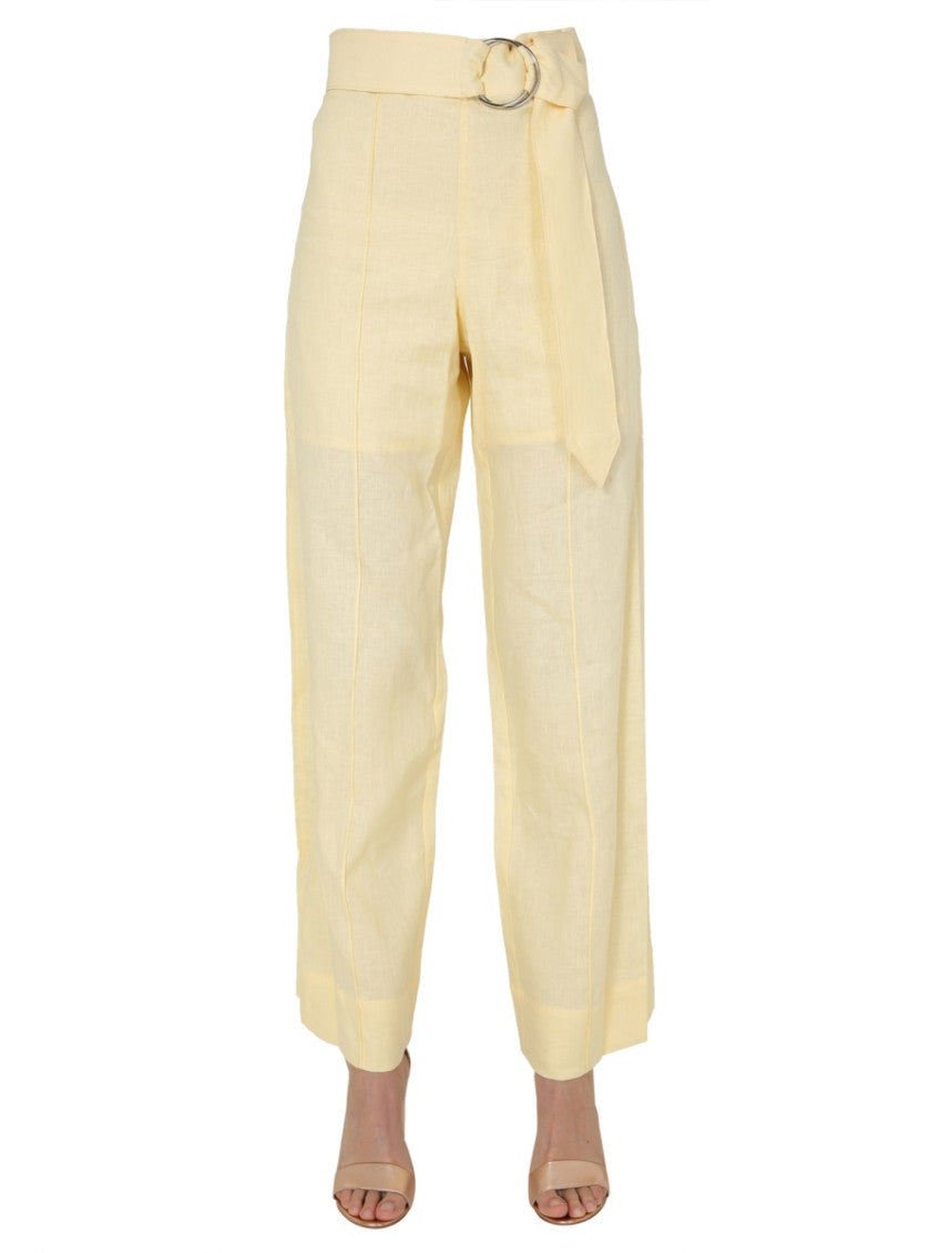 Yellow Straight Flat Front Pants 1