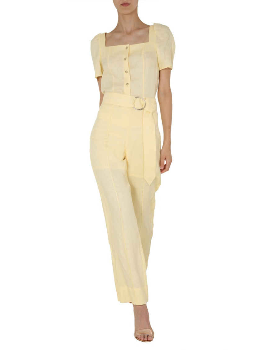 Yellow Straight Flat Front Pants 2
