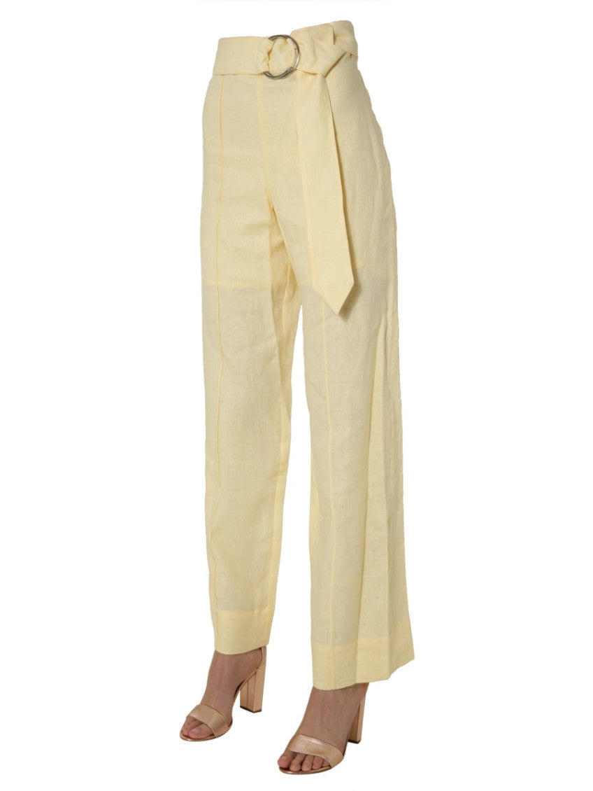 Yellow Straight Flat Front Pants 4