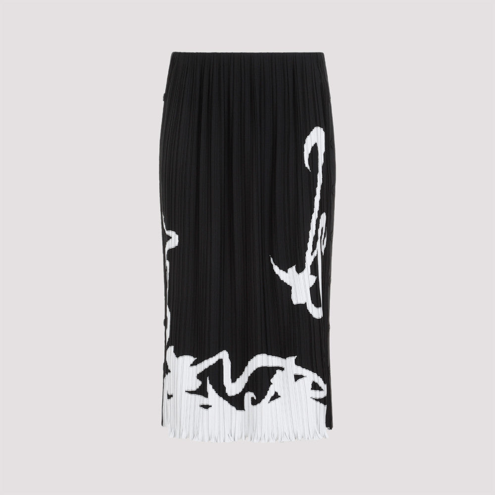 Black Pleated Long Skirt 3