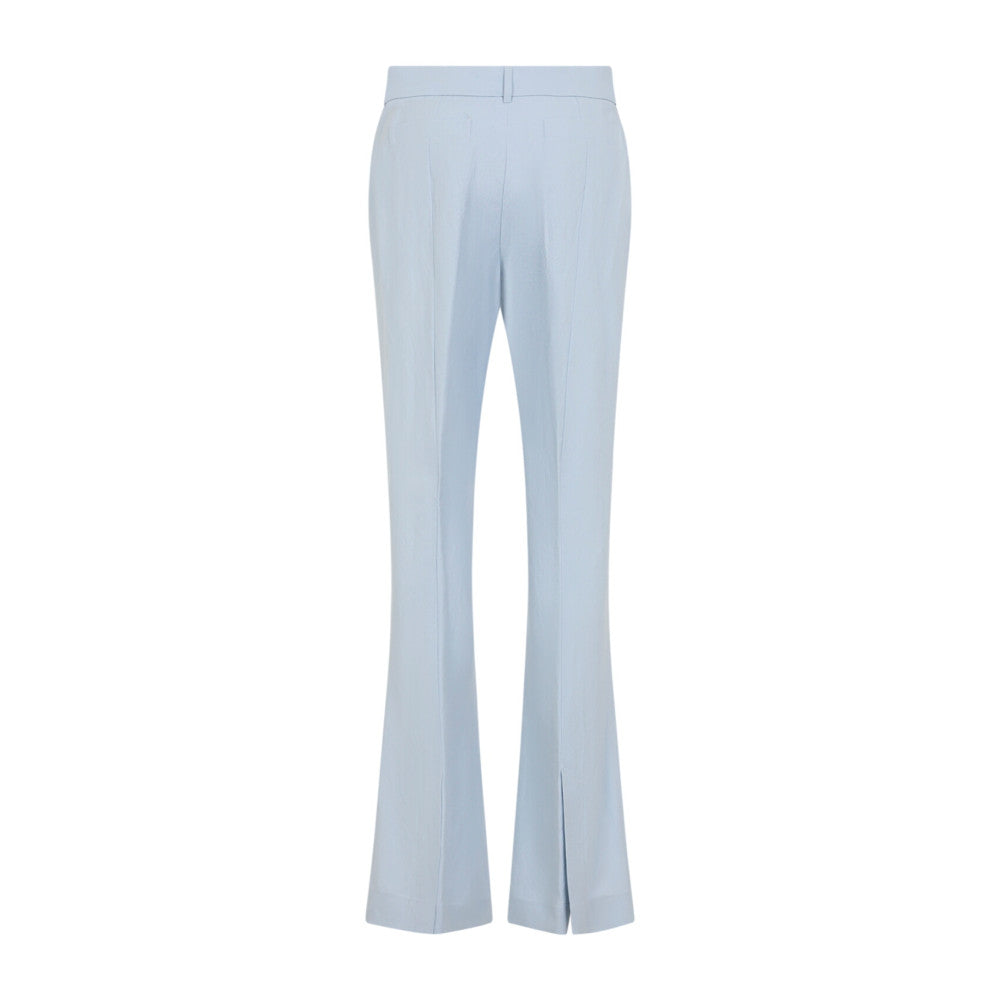 Blue Flared Flat Front Pants 2