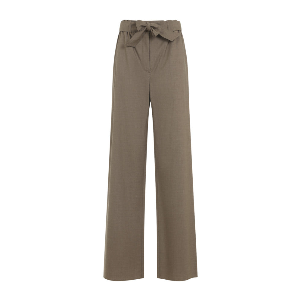 Brown Relaxed Pleated Pants 1