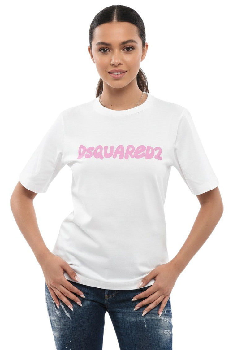 White Logo Crew Neck T-Shirt 1