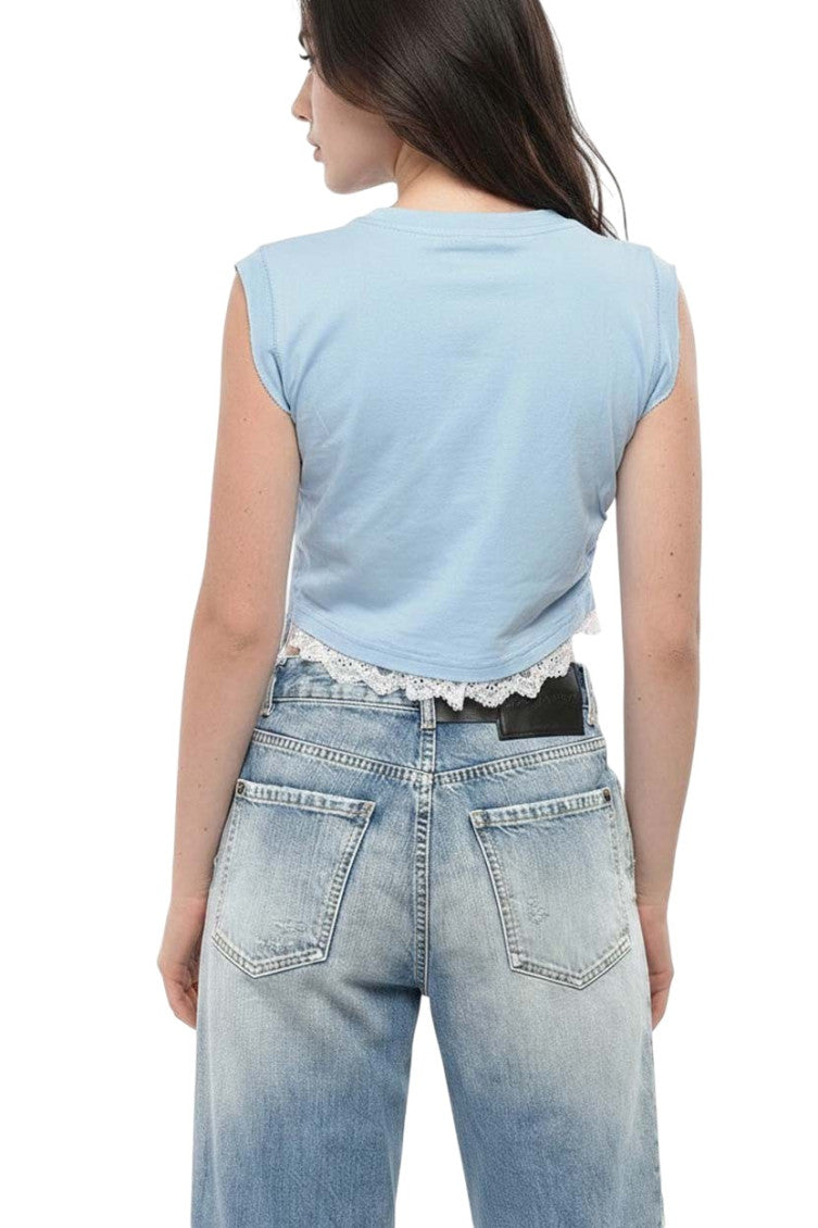 Sky Blue Graphic Crew Neck T-Shirt 2