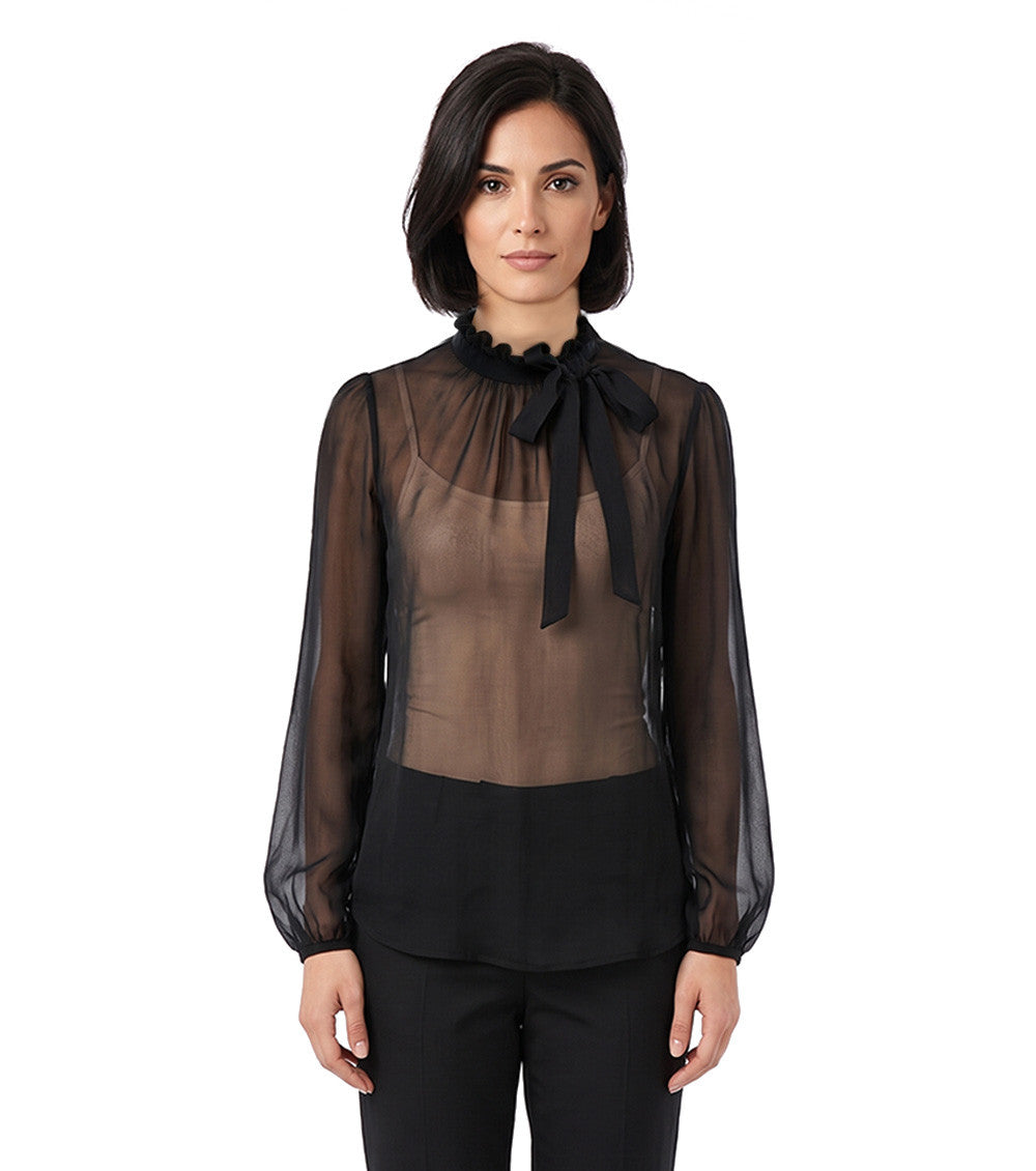 Black Mock Collar Top 1