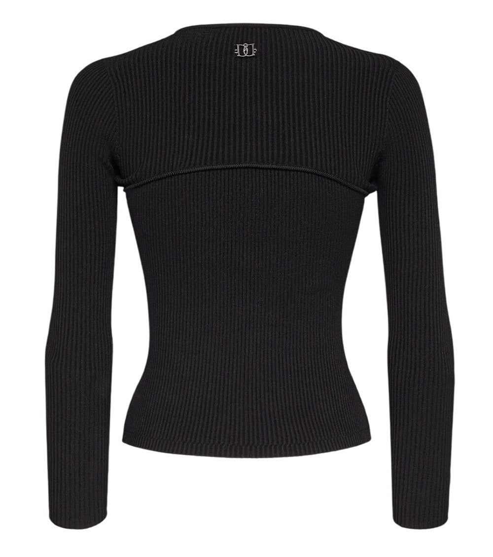 Black Knitted Crew Neck Top 2