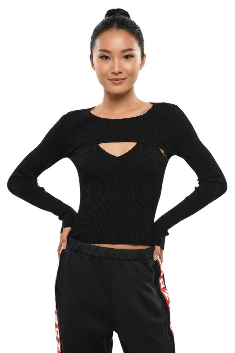 Black Knitted Crew Neck Top 3