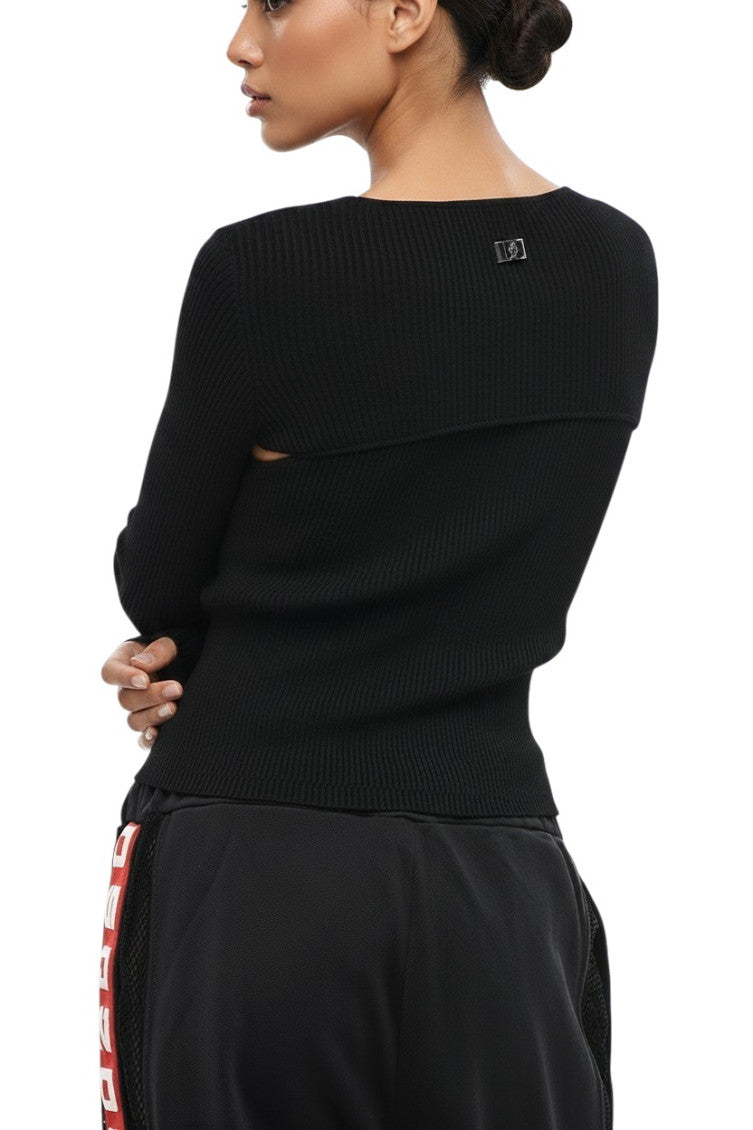 Black Knitted Crew Neck Top 4