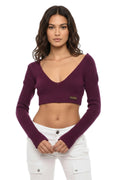 Purple Knitted V Neck Top 1