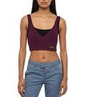 Purple Knitted V Neck Top 1