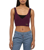 Purple Knitted V Neck Top 1