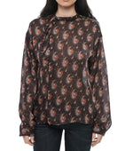 Brown Paisley Crew Neck Top 1