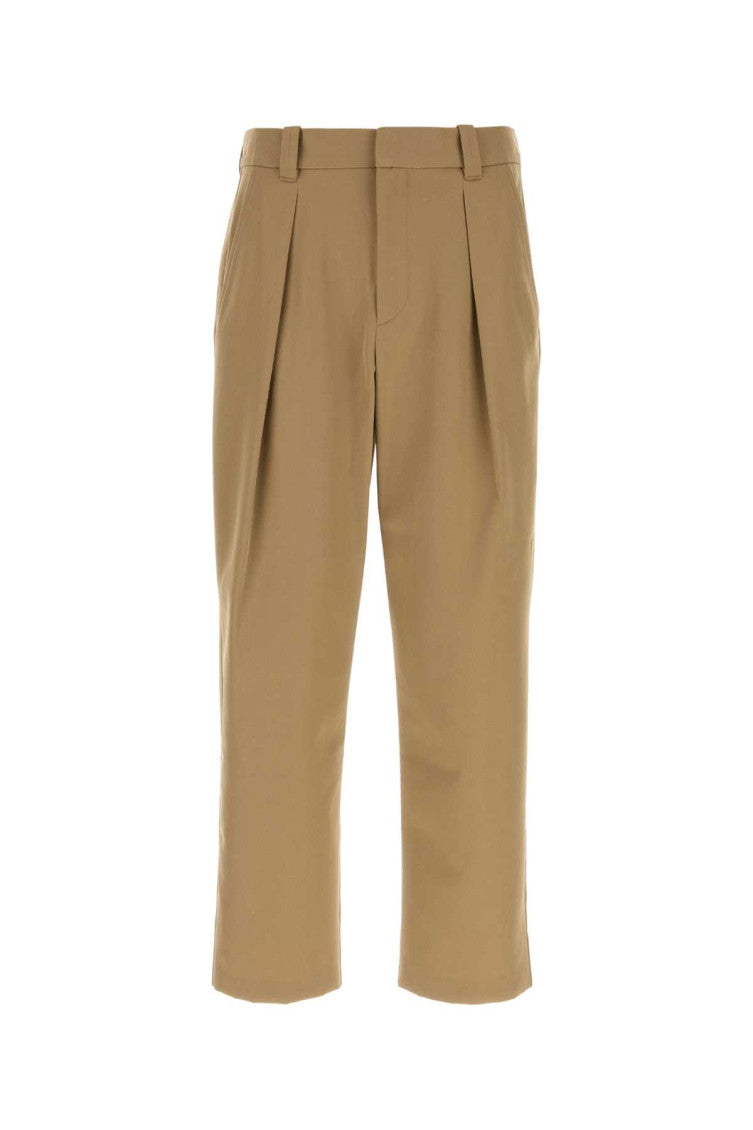 Beige Tapered Pleated Pants 1