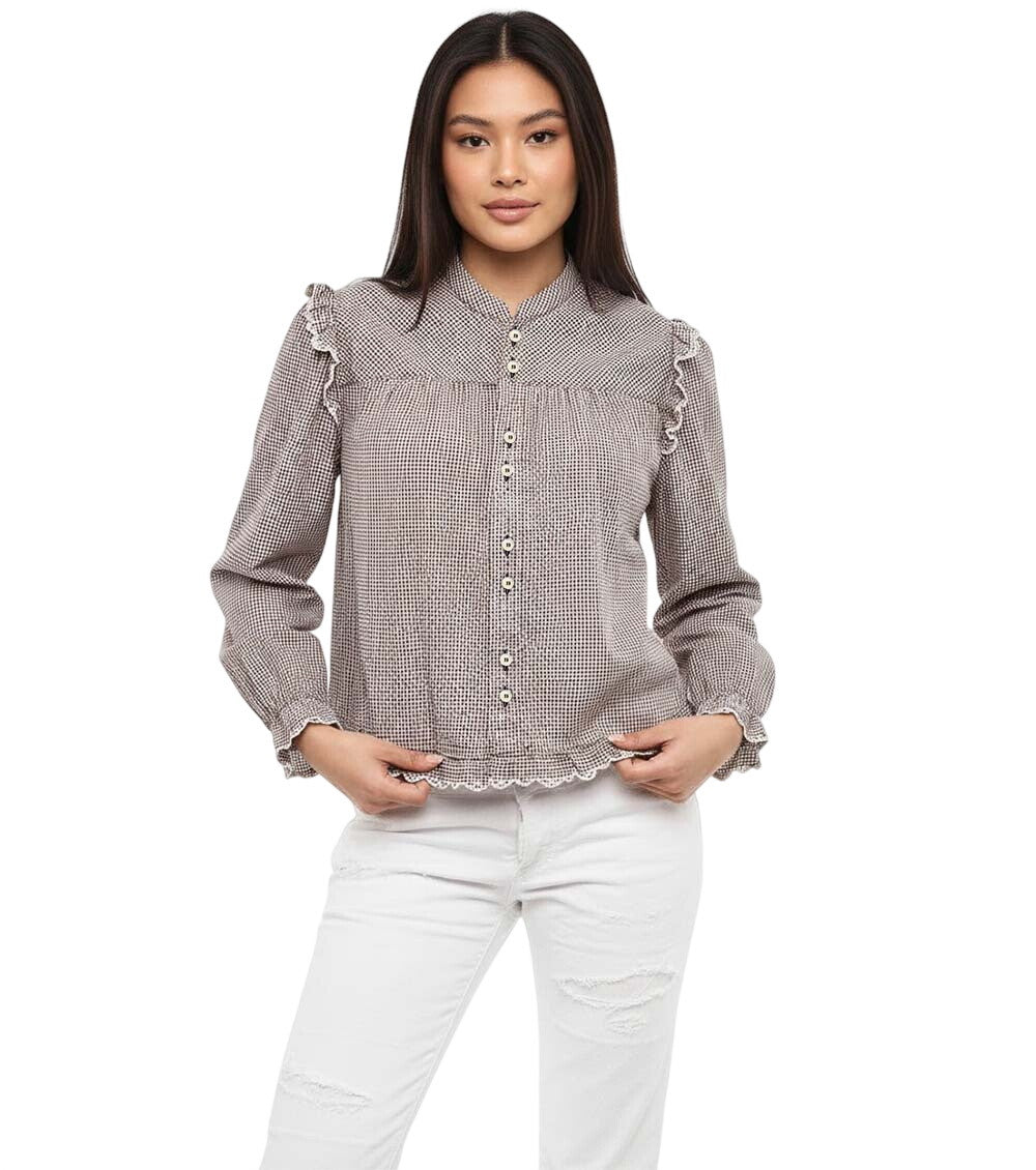 Multicolor Checks Mandarin Collar Top 1