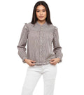 Multicolor Checks Mandarin Collar Top 1
