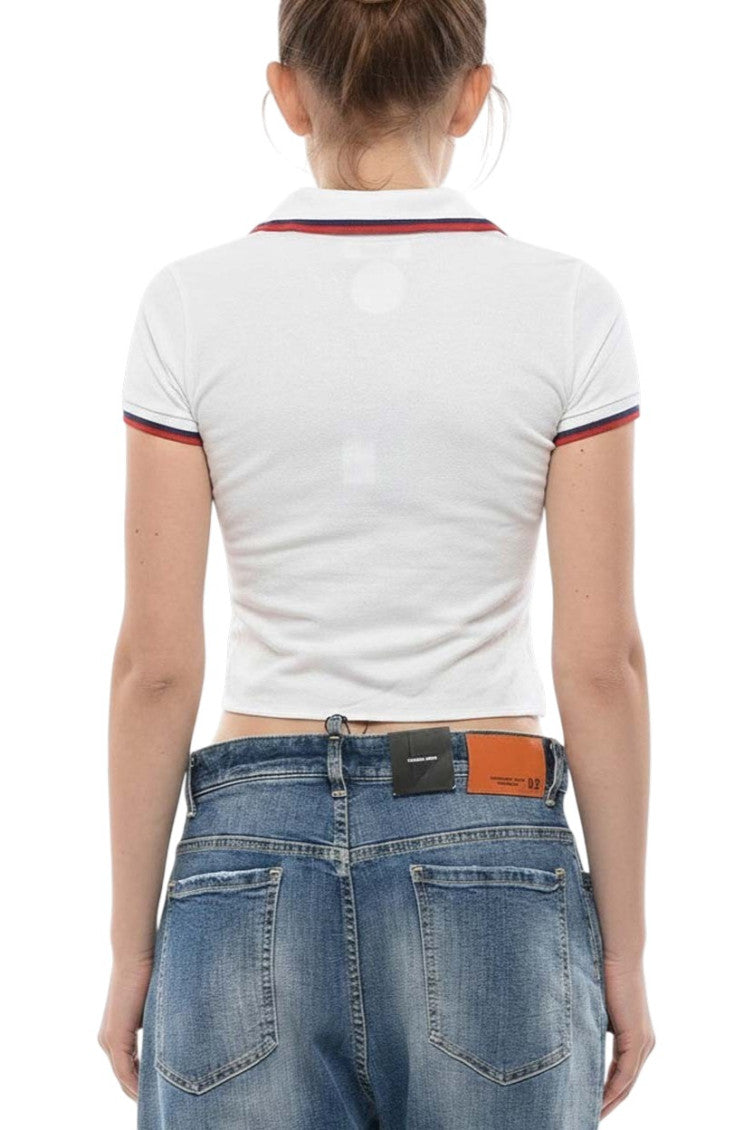 White Solid Shirt Collar Top 2