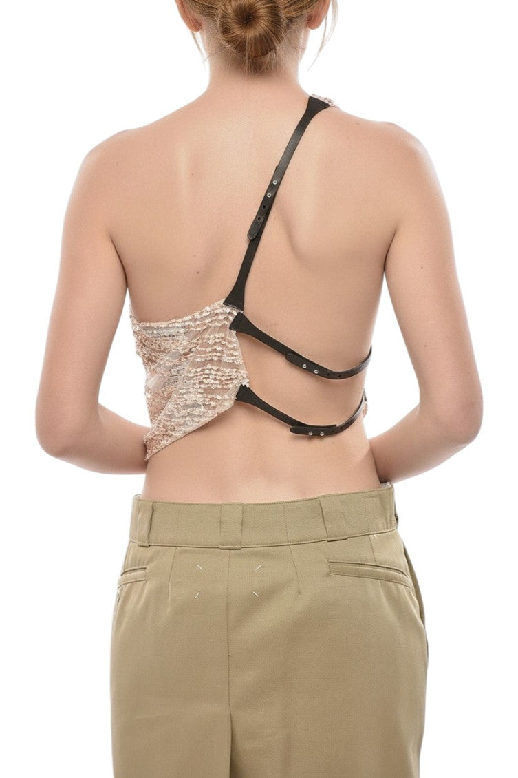 Pink Embellished One Shoulder Top 2