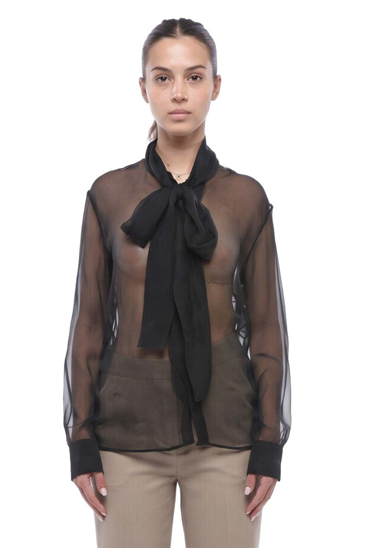 Black Tie Neck Top 1