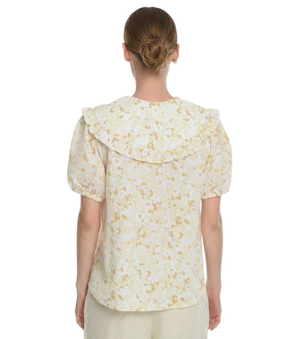 Off White Floral V Neck Top 2