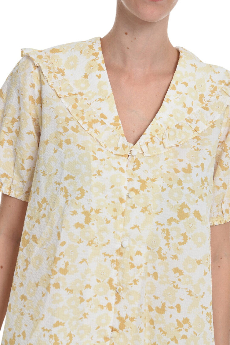 Off White Floral V Neck Top 3