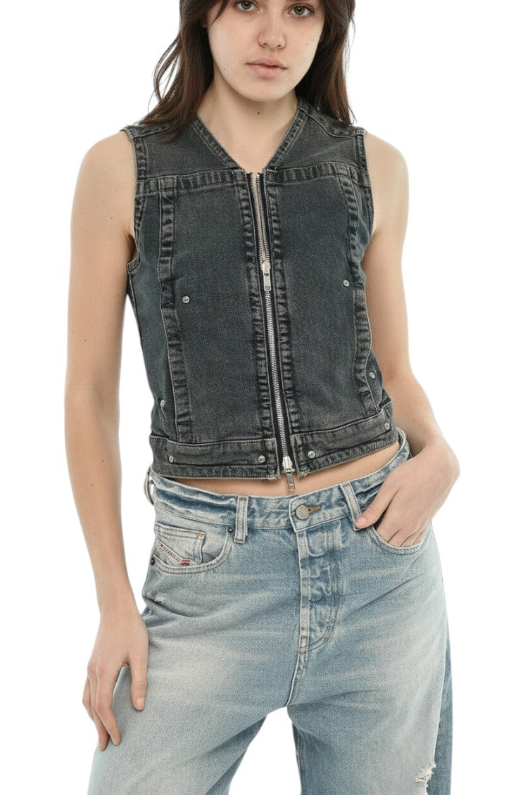 Black Solid V Neck Top 1